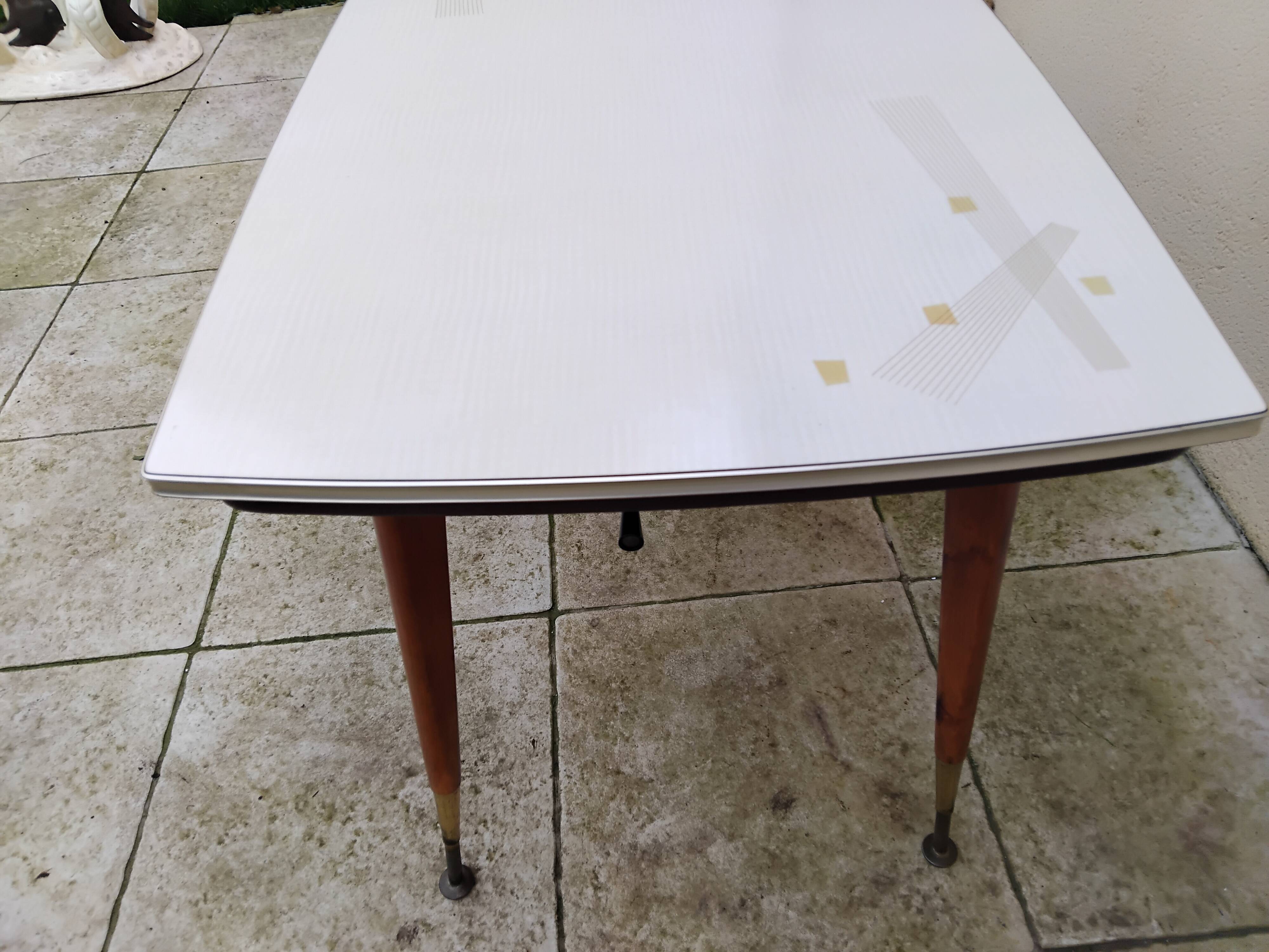 Vintage Formica table, height adjustable and extendable, 1950s