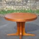 Round wooden table with 3 extensions, table with central star foot, dining table, living room table