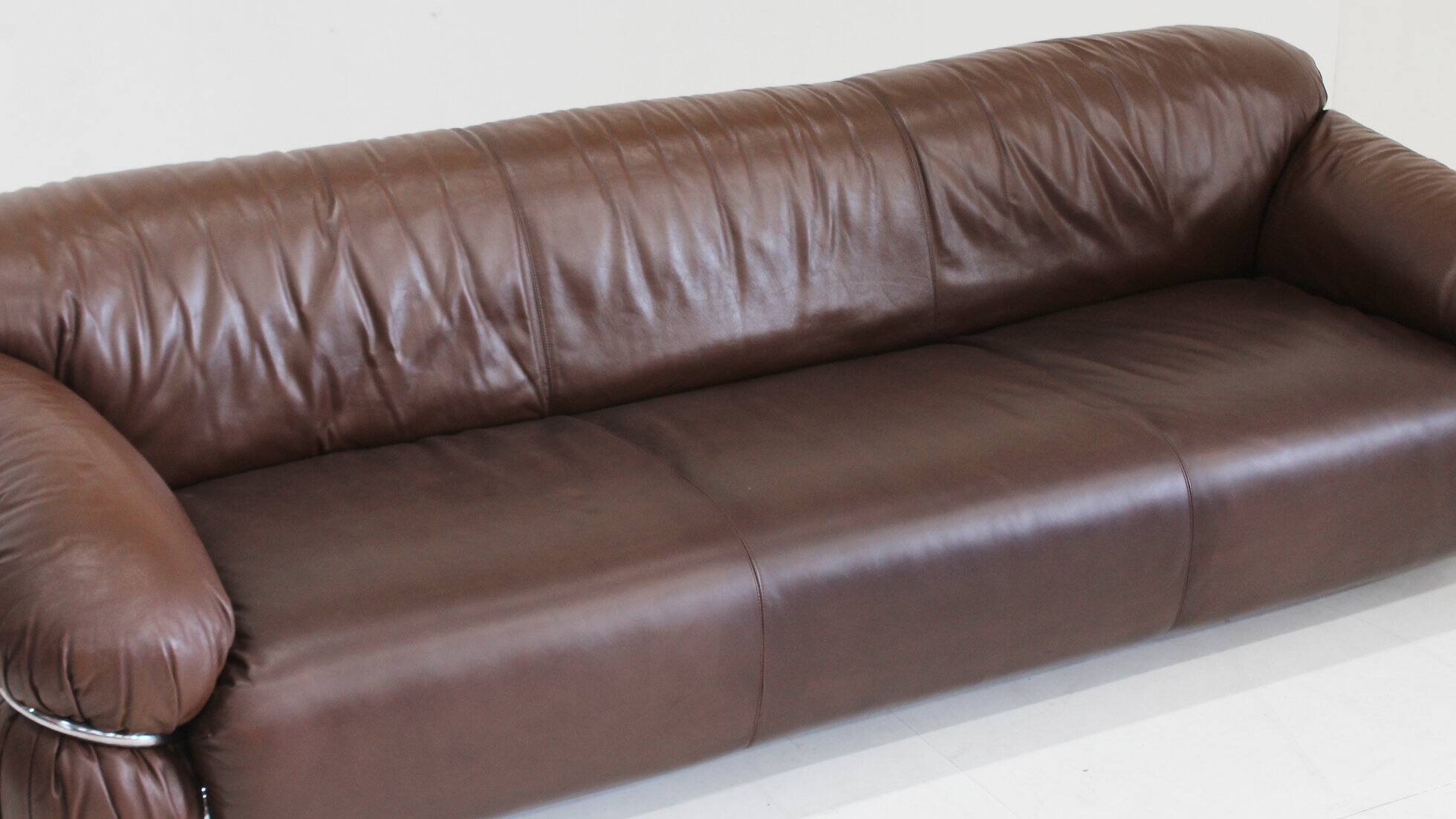 Gianfranco Frattini Sesann sofa Cassina 1970s in brown leather