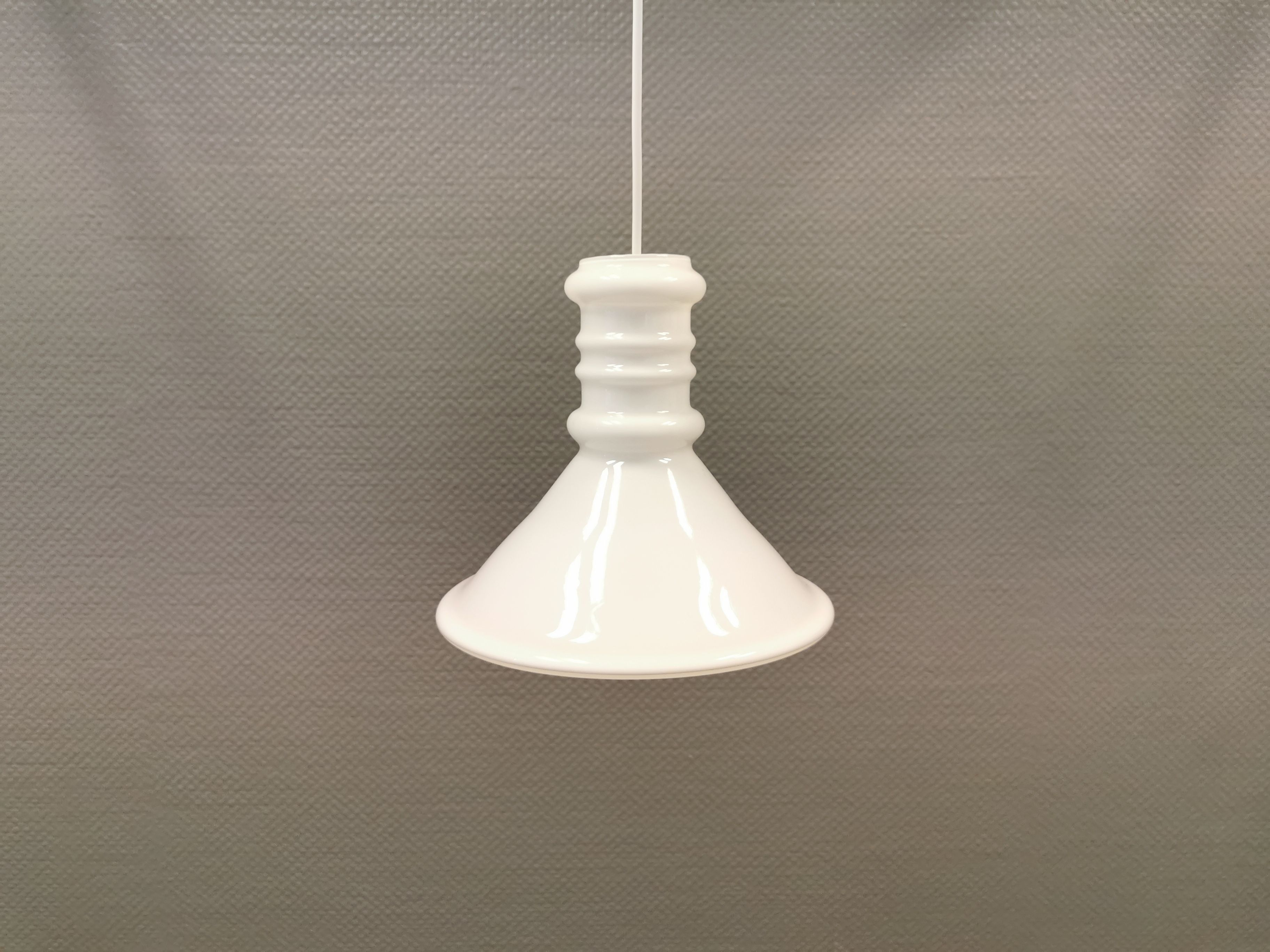 Older glass hanging lamp from Danish Holmegaard, model Apoteker lamp from the 1980s.