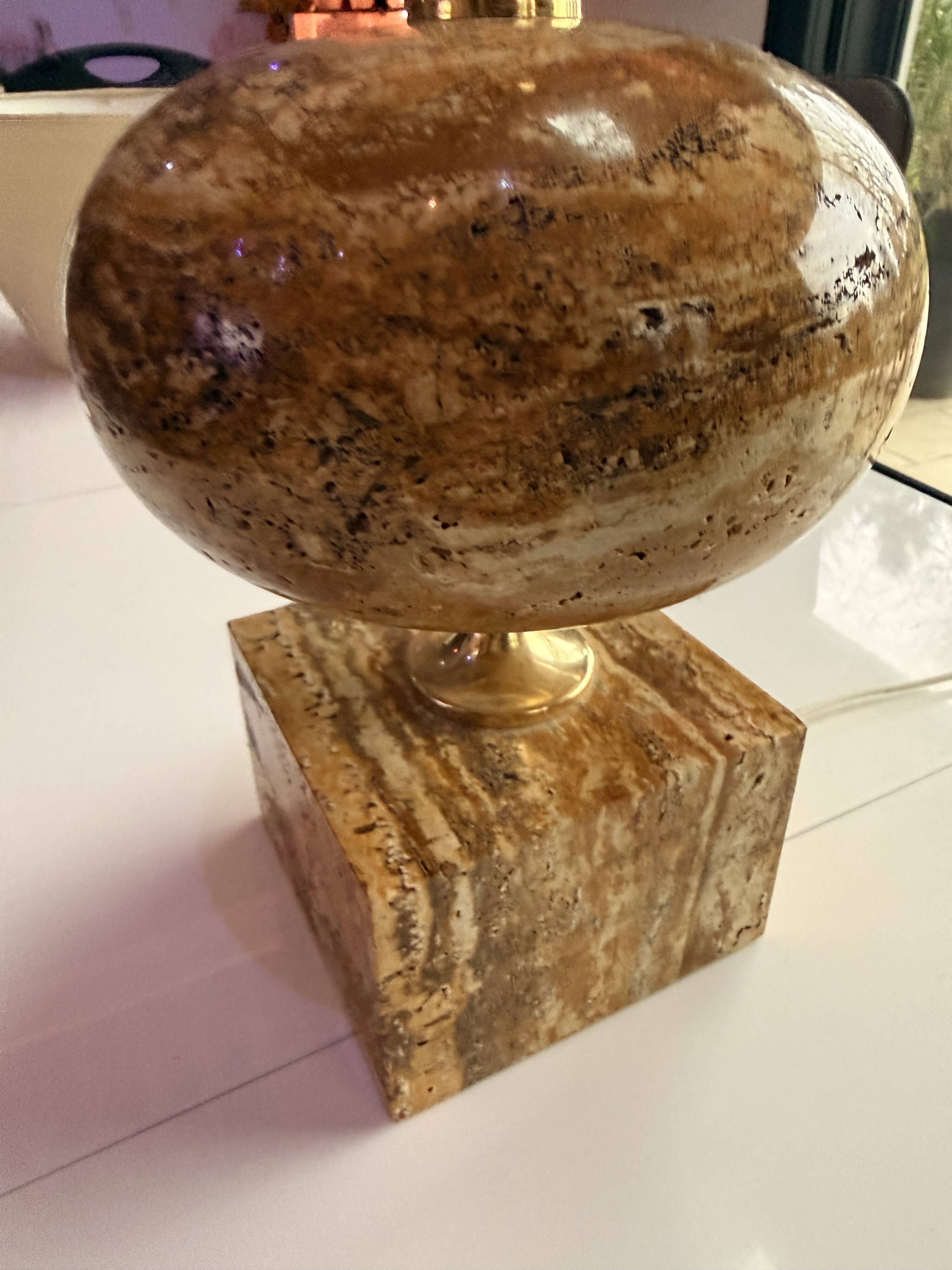 Travertine Lamp Base by Philippe Barbier, 1970s
