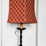 60s Wrought Iron Table Lamp with Upholstered Shade