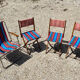 3 chaises pliables vintage en toiles et bois