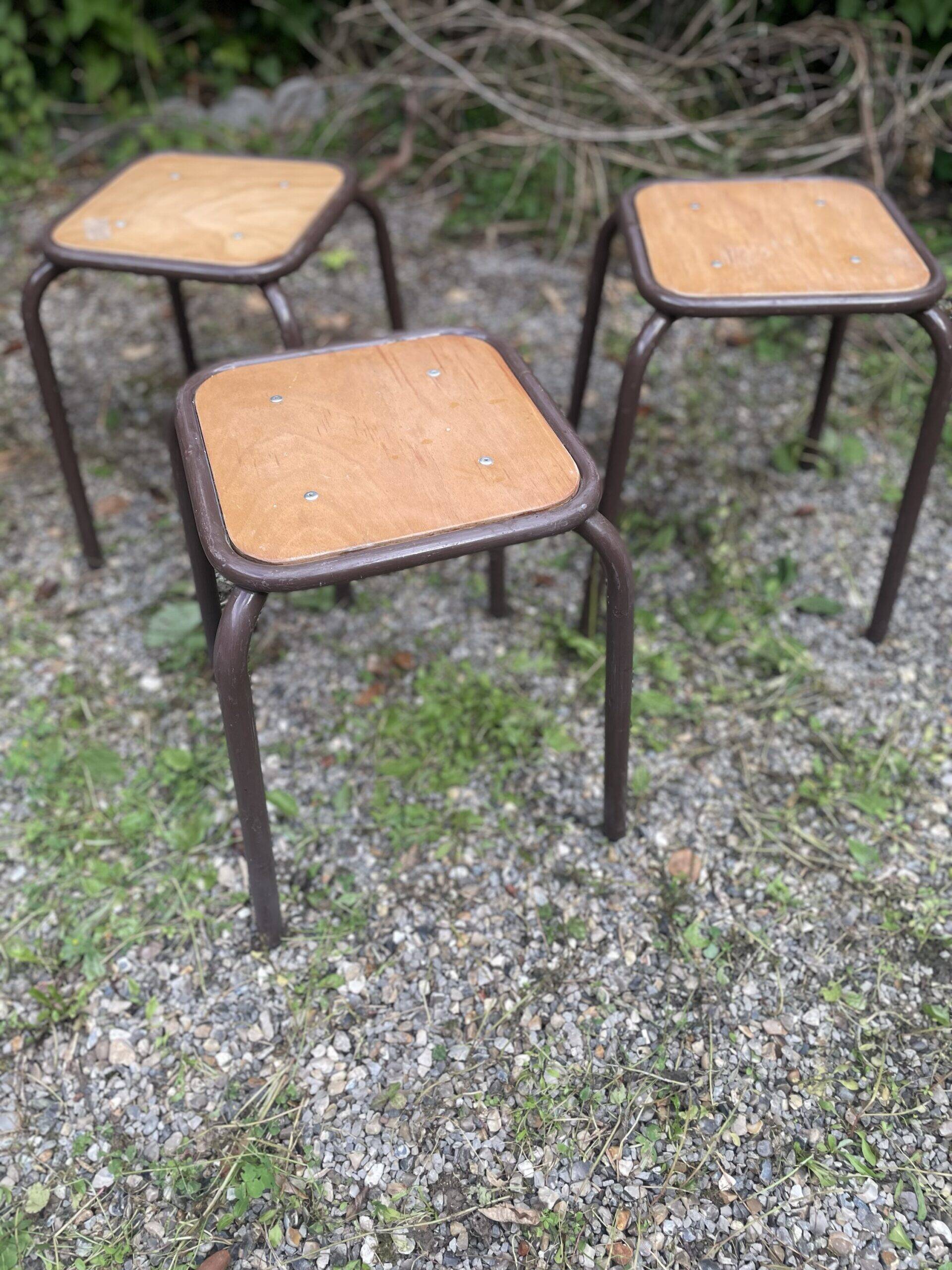 Three workshop stools