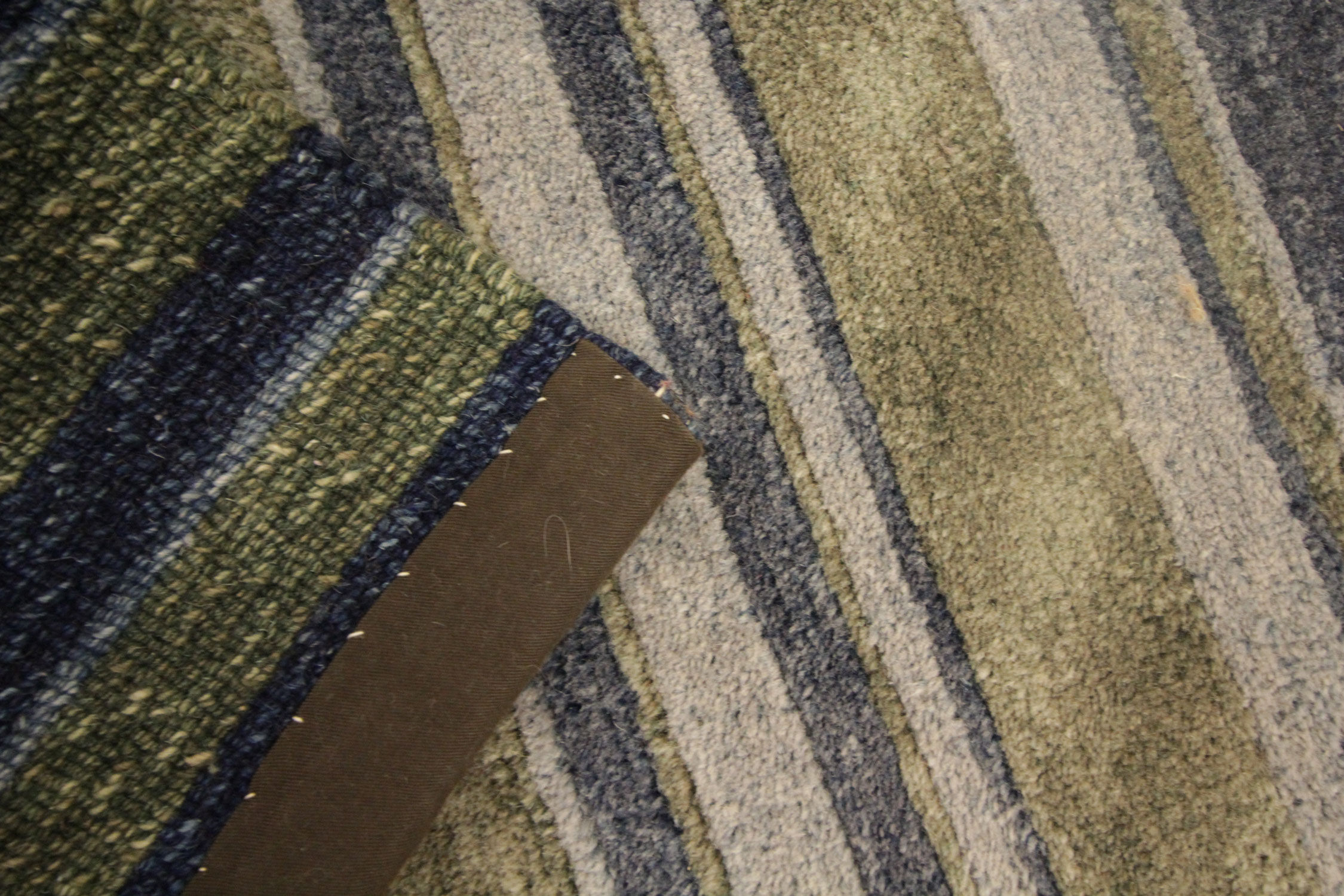 Modern green grey door mat handwoven small rug- 60x90cm