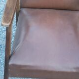 Pair of vintage Scandinavian style armchairs with moleskine compass legs from the 1950s