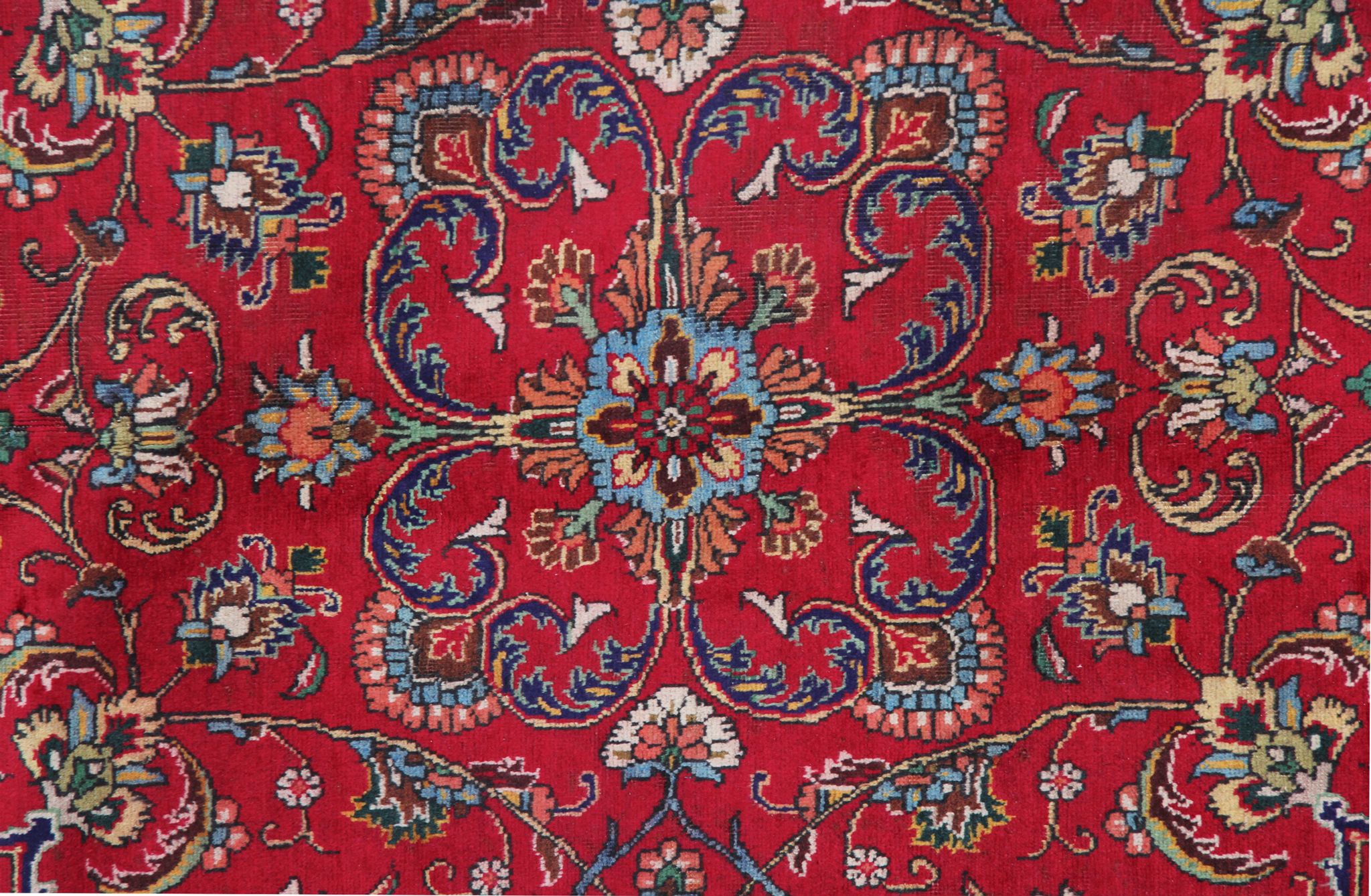 Tapis persan vintage tabriz en laine rouge 290x340cm