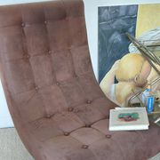 Fauteuil vintage pivotant en suède marron-esprit design années 60/70s