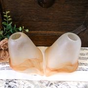 Paire de 2 abat-jours vintage Art déco en verre tulipe, faits main, en verr