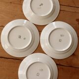 4 vintage earthenware dessert plates with floral pattern