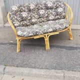 Vintage rattan bench