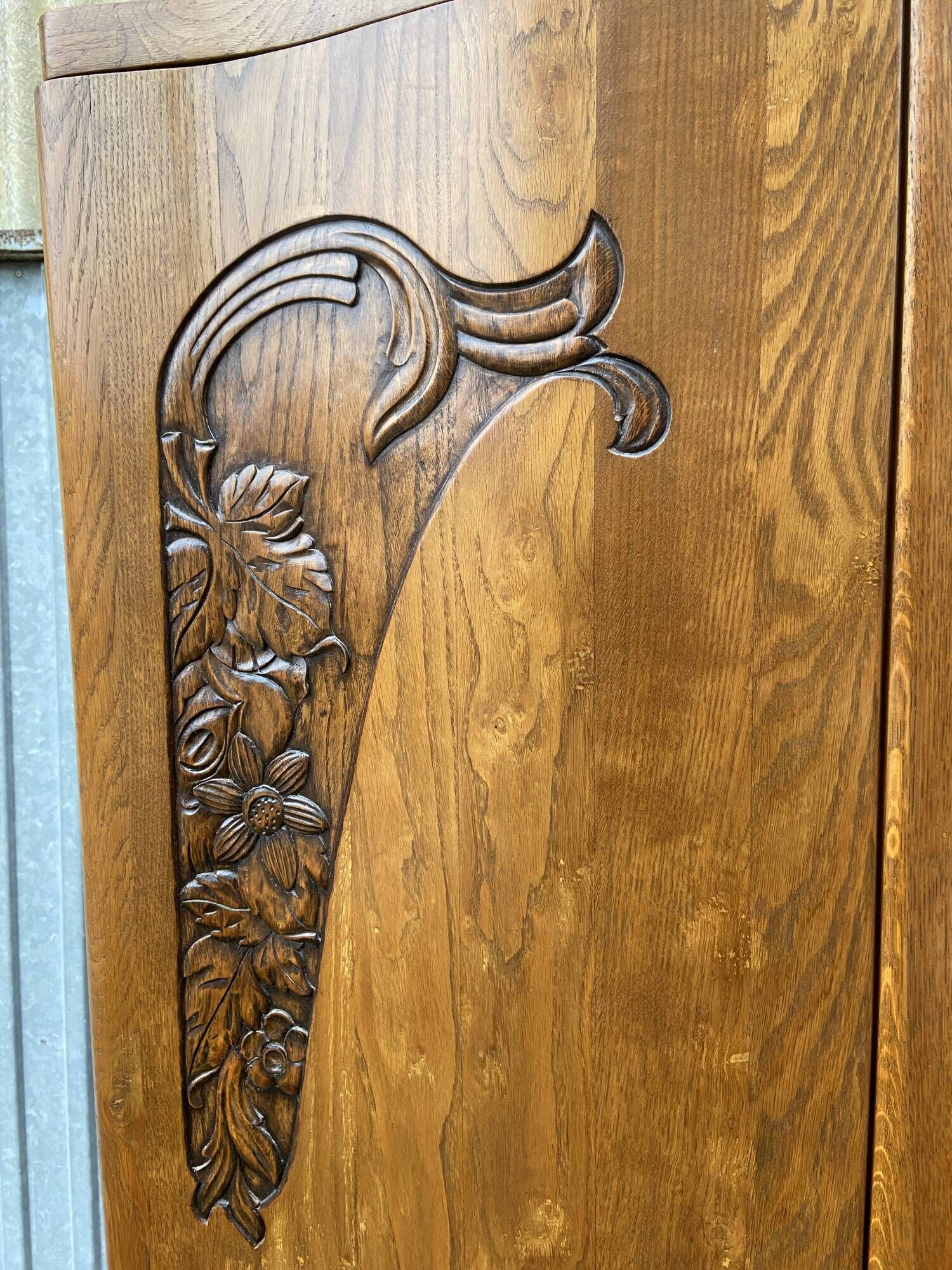 Mid-century vintage Scandinavian 1950s Parisian Art Deco wooden wardrobe