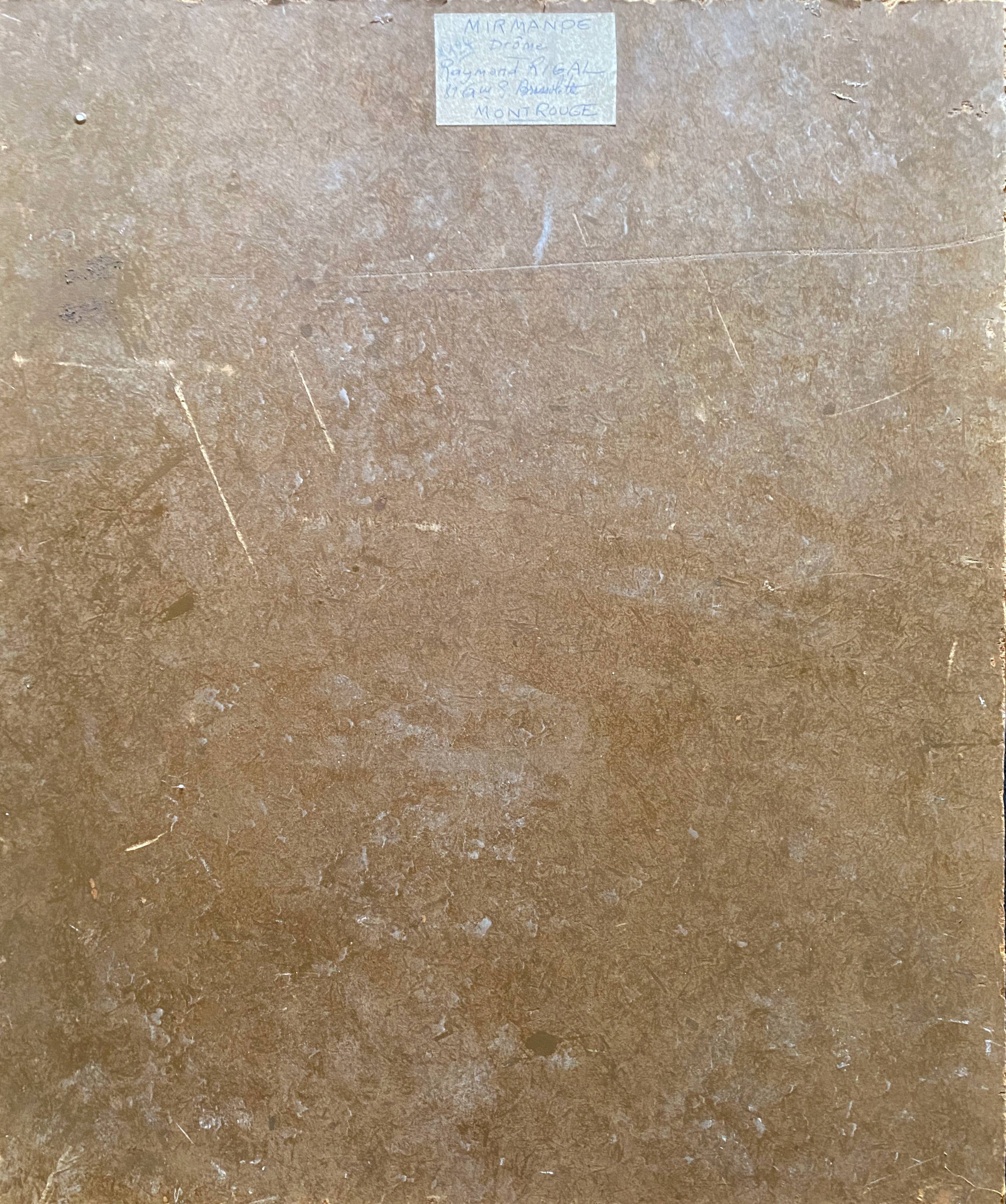 Hsp painting "view of mirmande" drôme, village and vineyard signed raymond rigal