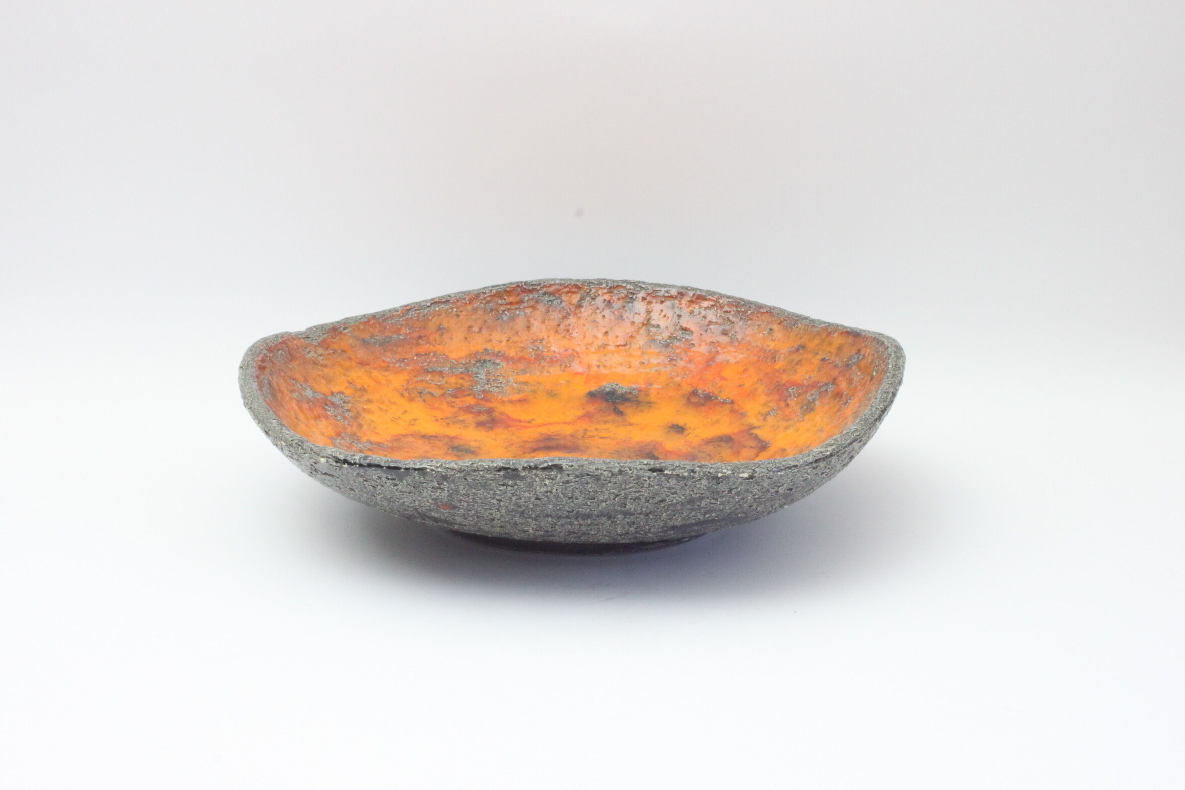 Orange lava glaze vide-poche or centrepiece bowl by Jan van Erp, the netherlands 1960s