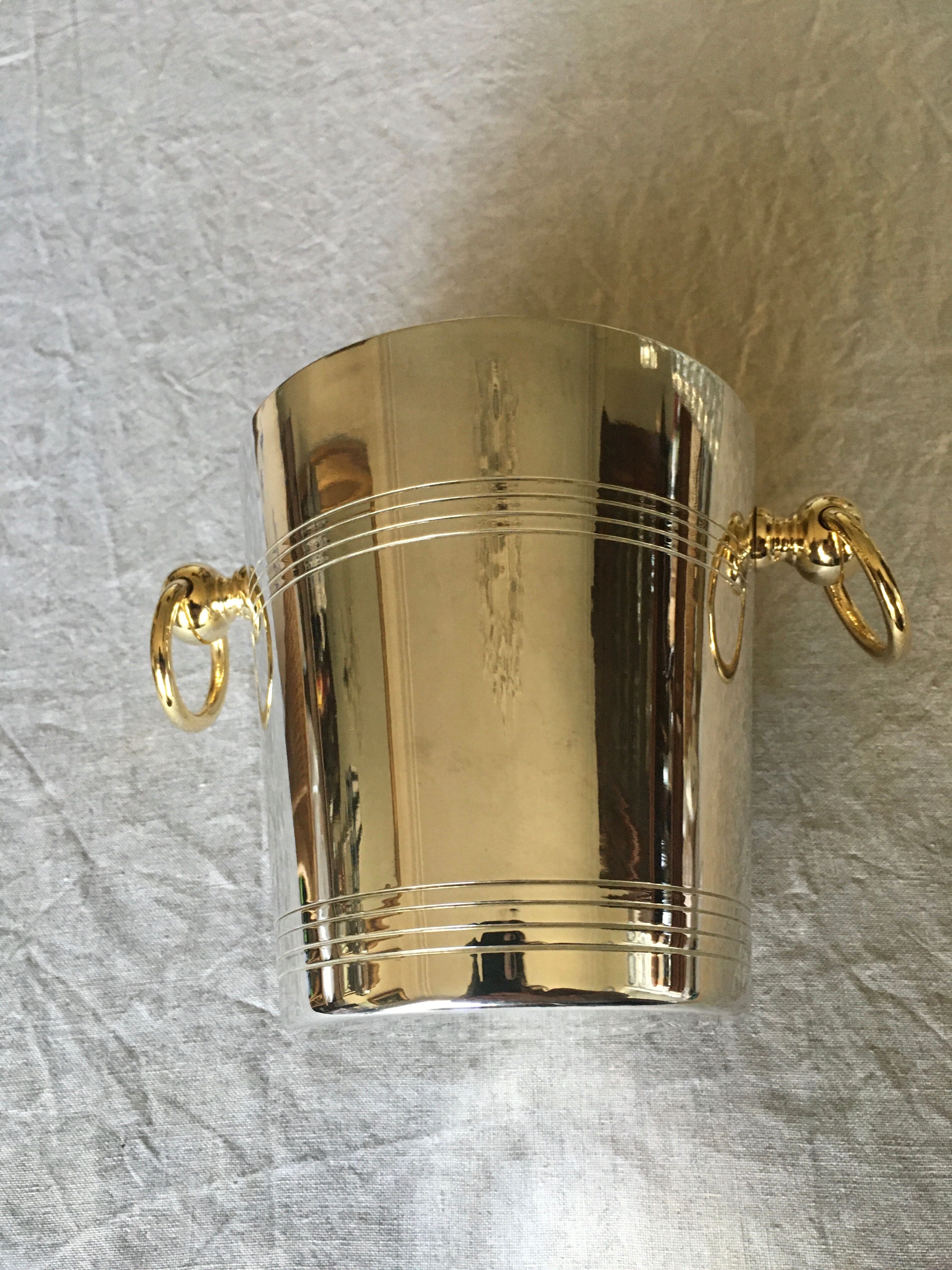 Silver metal ice bucket