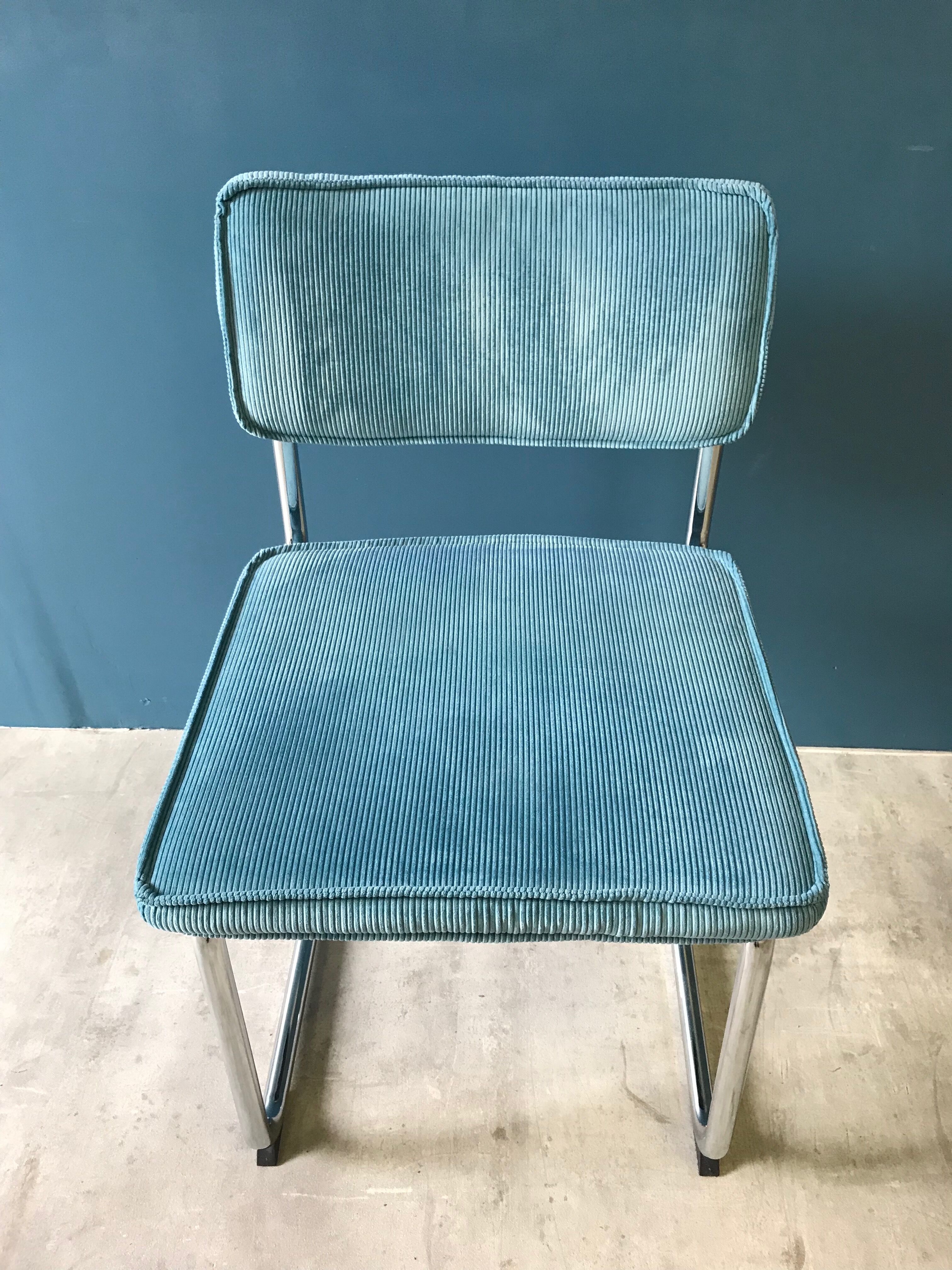 Series of 4 velvet & chrome chairs from the 90