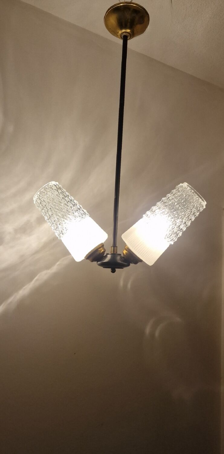 Chandelier 2 burners with chiseled glasses