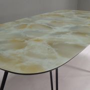 Italian dining table with metal base and glass top and brass, 1950s