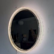 Illuminated mirror ‘iced -glass’ Hillebrand style Mid Century