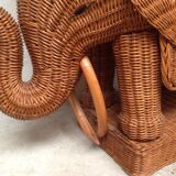 Rattan elephant coffee table and vintage wicker