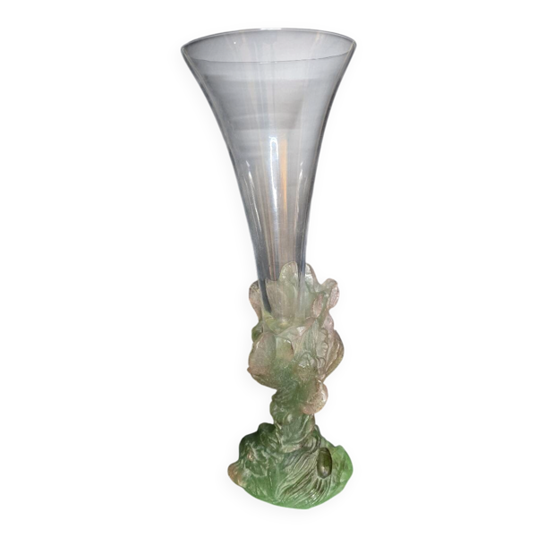 Soliflore ''Nature'' DAUM en pâte de verre et cristal, 1988