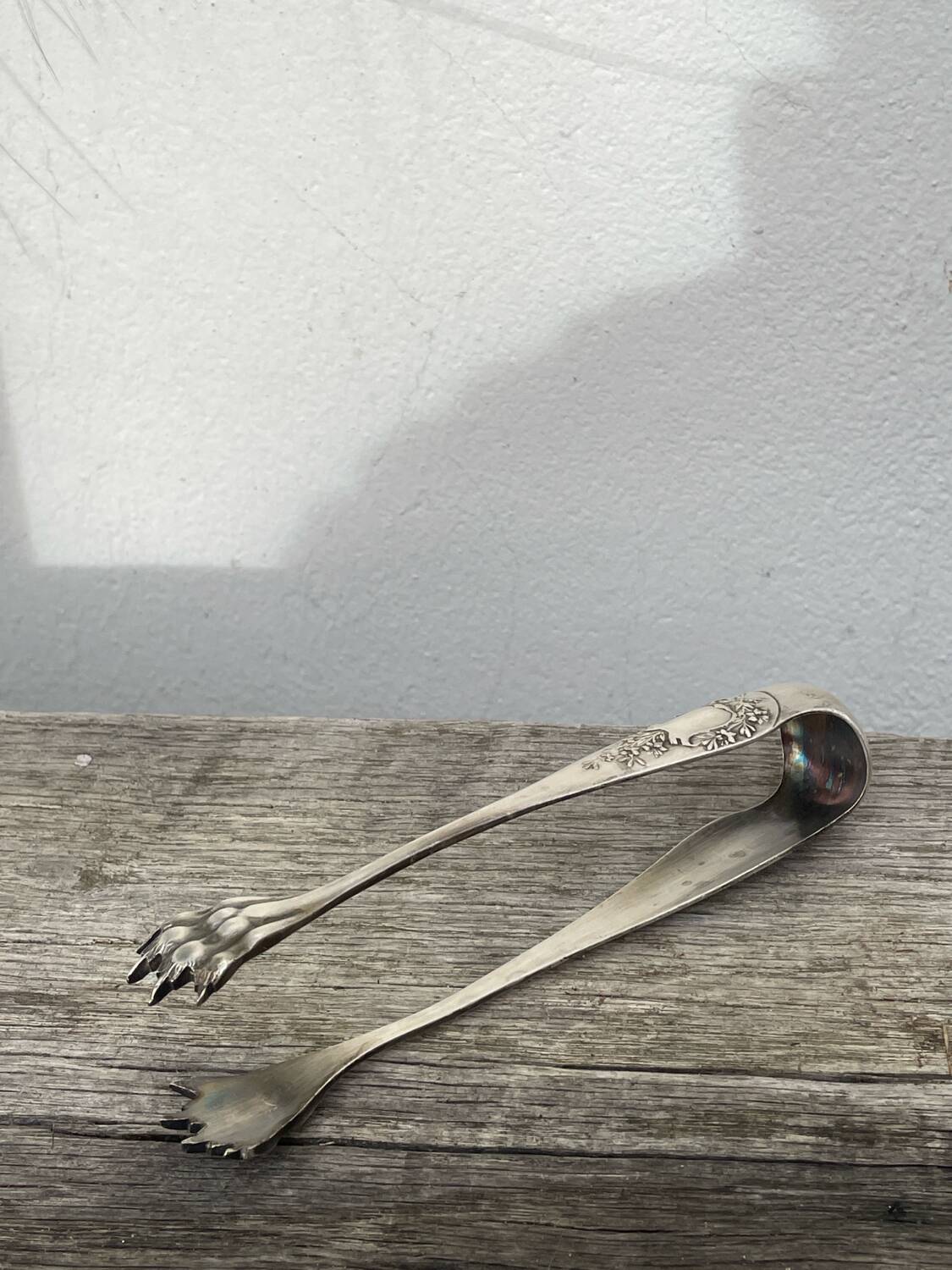 Silver-plated metal sugar tongs