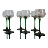 6 Alsace wine glasses art deco decor polished glass