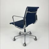 Blue fabric office chair, ICF - Charles Eames, Ray Eames - EA108 aluminum group