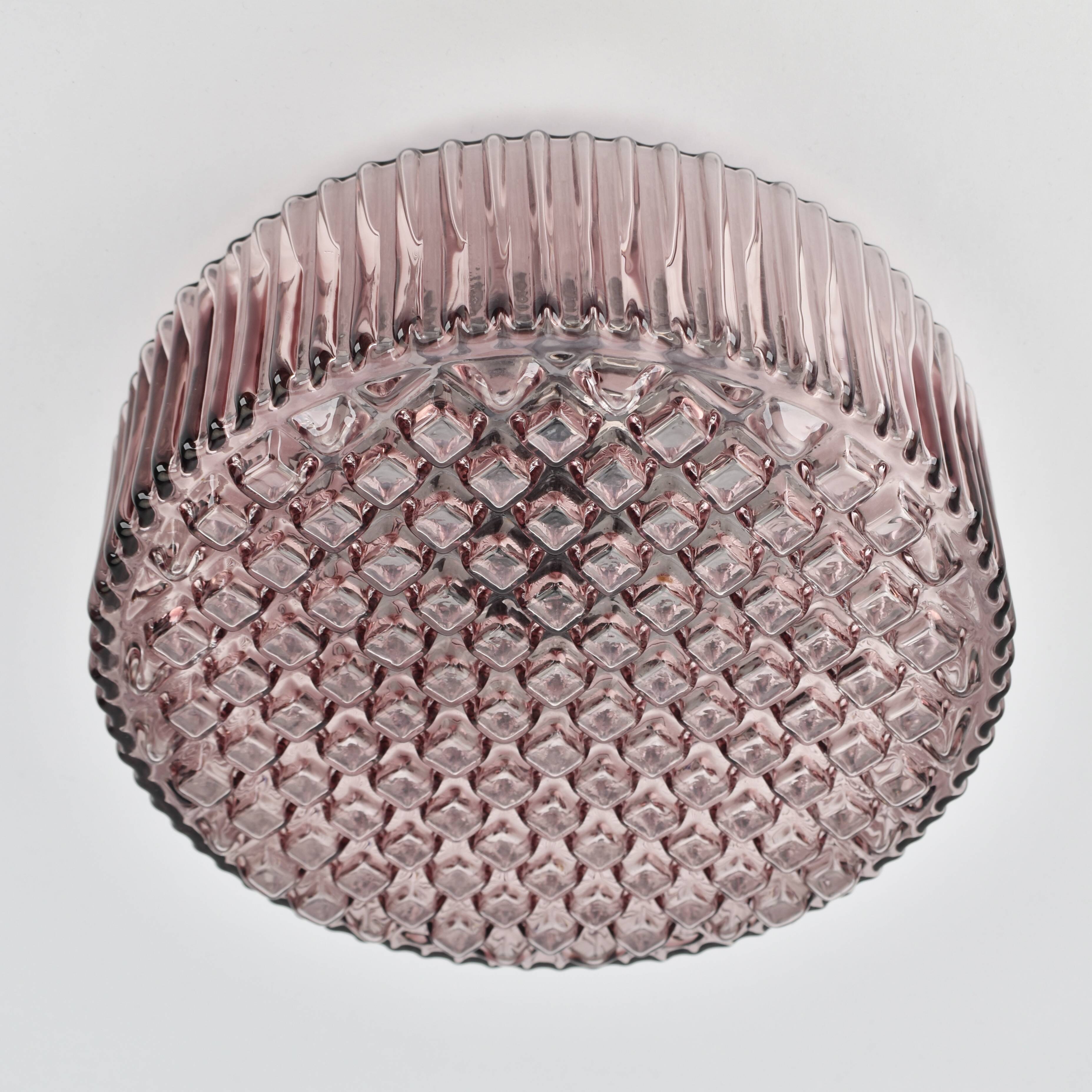Mid-century modern amethyst glass flush mount, 1970s