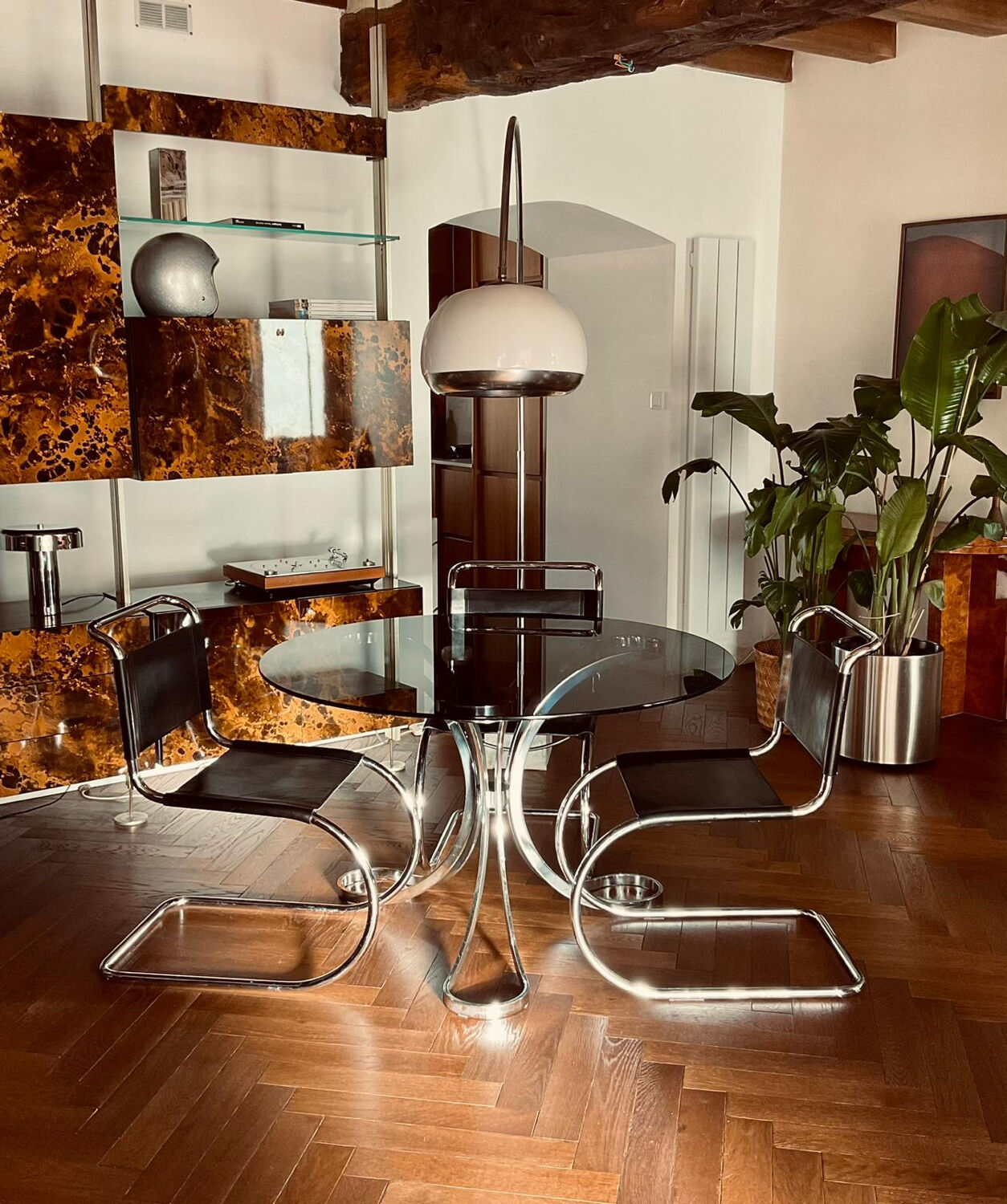 Vintage Italian design dining table from the 1970s.