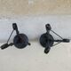 Pair of iron candlesticks