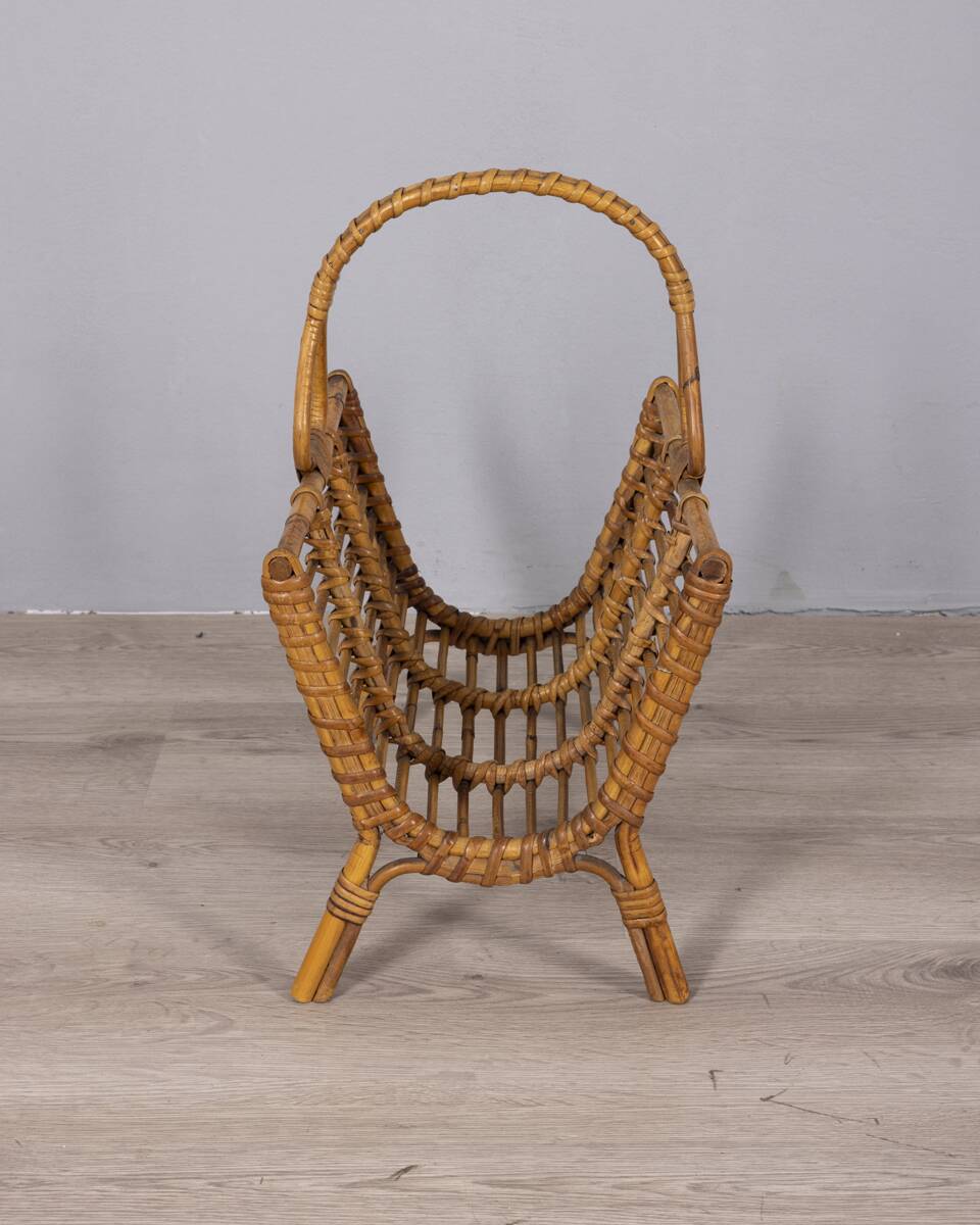 Vintage 1960s Italian design bamboo magazine rack