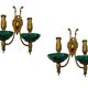 Brass Ceramic Sconces Set of 2 1940’s