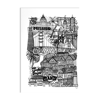 San Francisco black and white silkscreen