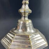 18th century Regency candlestick in silvered bronze with chiseled floral decoration