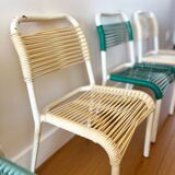 Set of 4 vintage 1960s Scoubidou children's chairs