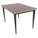 Dining Table, High Gloss Laminate, Brass, Tapered Legs, Burgundy - L