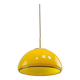 Mid-Century Italian Yellow Glass and Brass Pendant Lamp