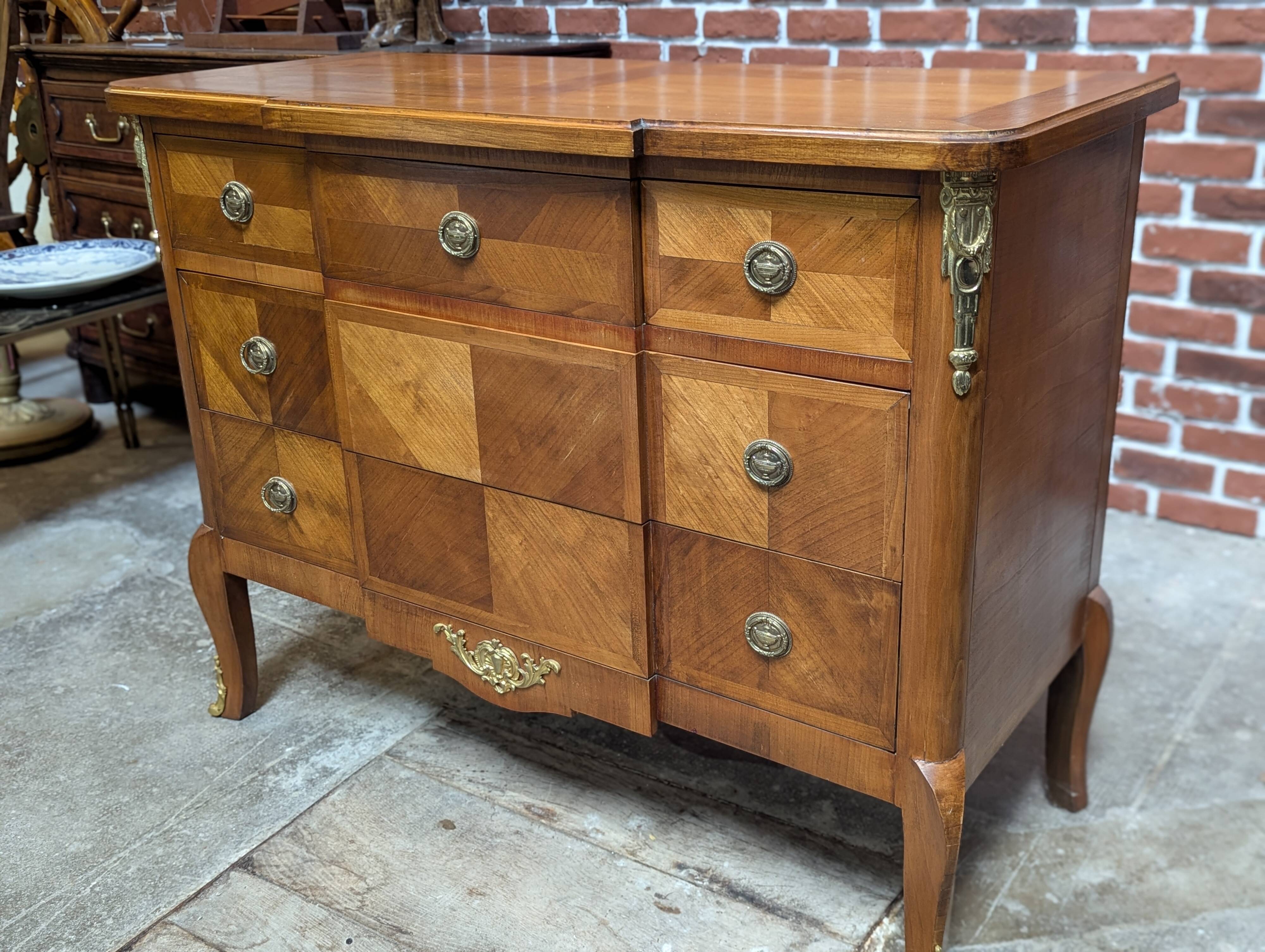Transitional style inlaid chest of drawers