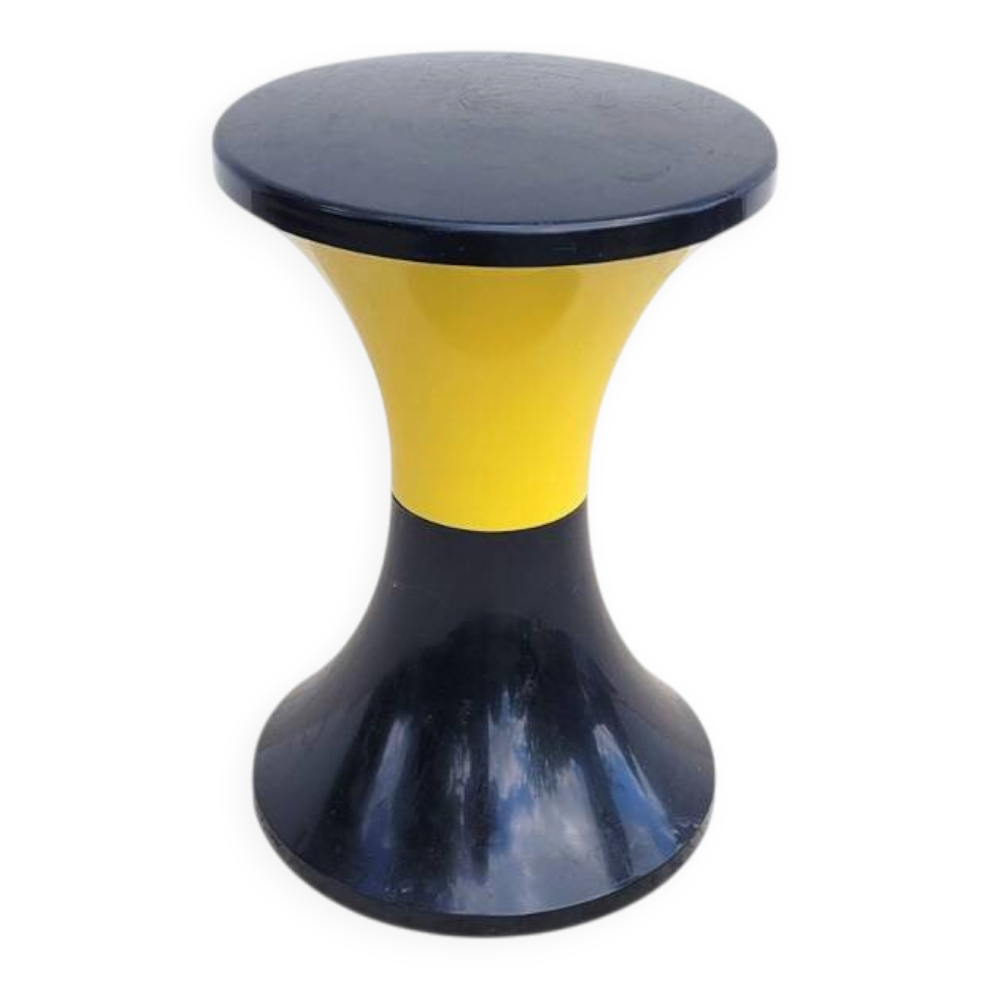 Yellow/black Tam Tam stool branded Massonnet Stamp n/j