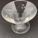 Glass and carafe set with chiseled flower motif