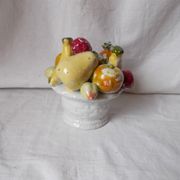 Coupe de fruits trompe l'œil en faïence