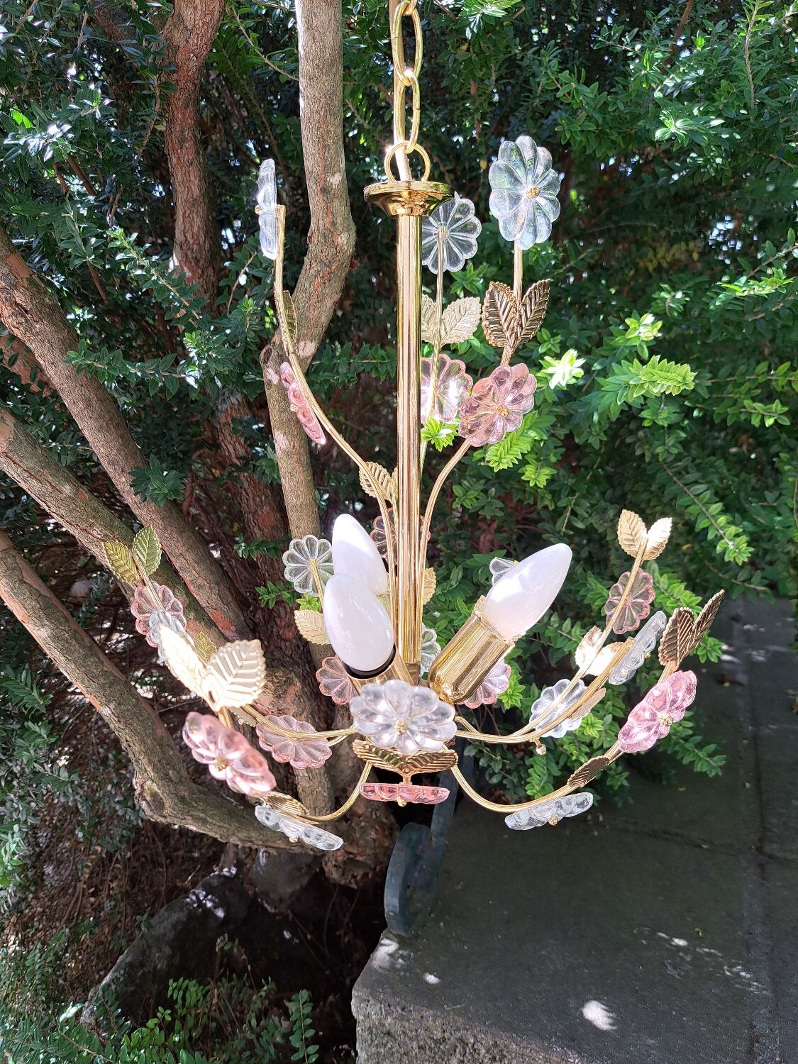 Glass flower chandelier 80s