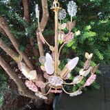 Glass flower chandelier 80s