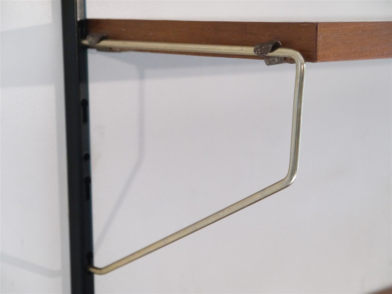 Vintage Scandinavian wall floor in teak metal and brass