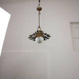 Vintage Wrought Iron Intricate Pendant Lamp, 1930s