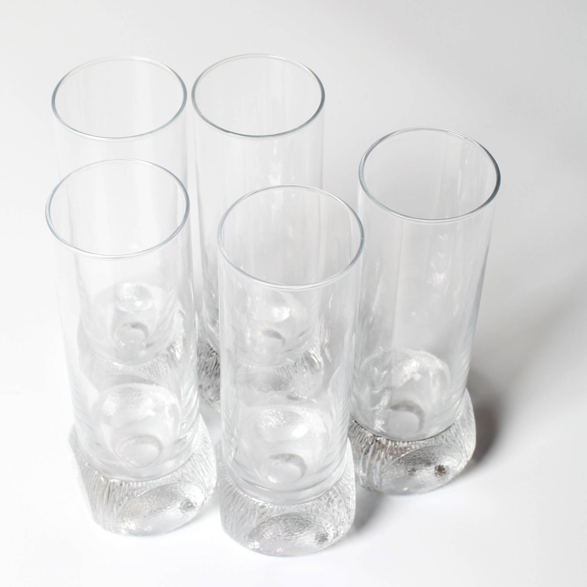 Set of 5 Mid-century Clear Crystal Tumblers / Italy / 1980s