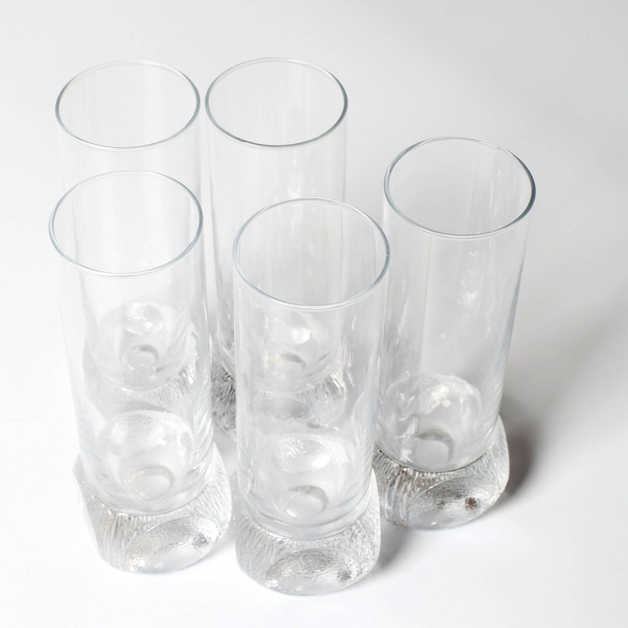Set of 5 Mid-century Clear Crystal Tumblers / Italy / 1980s