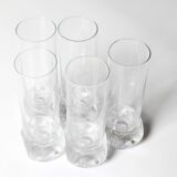 Set of 5 Mid-century Clear Crystal Tumblers / Italy / 1980s
