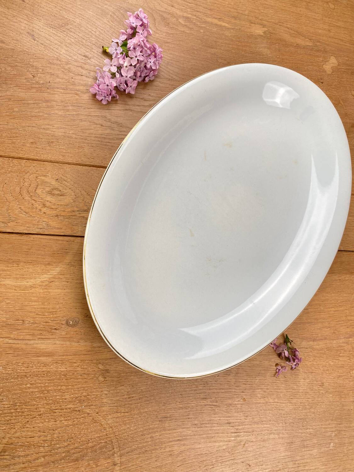 Large white opaque porcelain dish from Salins